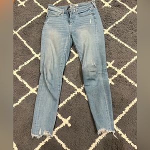 LOFT chewed hem skinny jeans